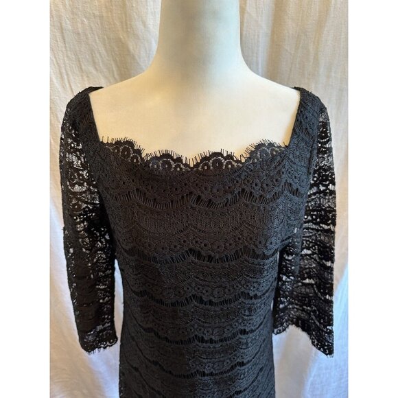 White House Black Market Scallop Victorian Lace Shift Cocktail‎ Party Dress Sz M - Picture 2 of 11